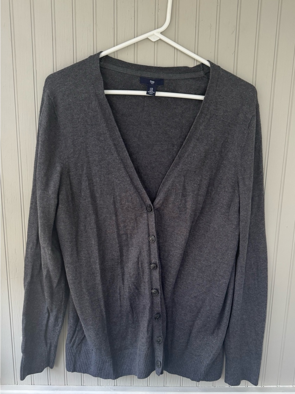 GAP Women's Dark Gray V-Neck Button Cardigan